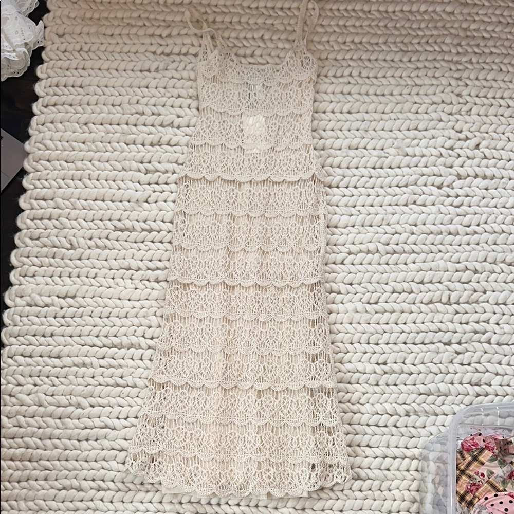 Cream Crochet Zara Sleeveless Dress